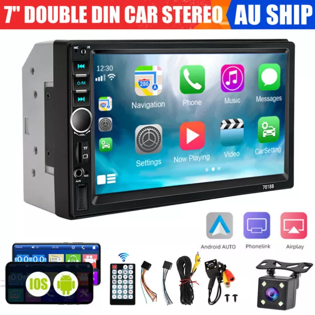 7" Double 2 DIN Bluetooth Head Unit Car Stereo Touch Screen Radio FM/TF/USB/AUX