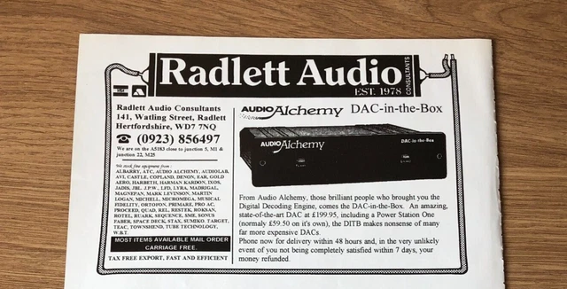 (STG)Jul1994 Pg152 Advert 5x8" Radlett Audio - Audio Alchemy DAC-In-The-Box