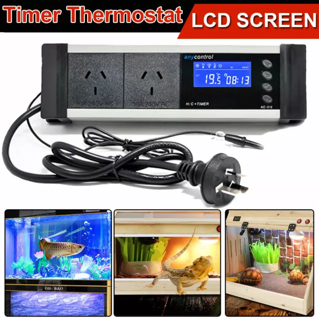 LCD Reptile Aquarium Digital Day/Night Timer Temperature Thermostat Controller 3
