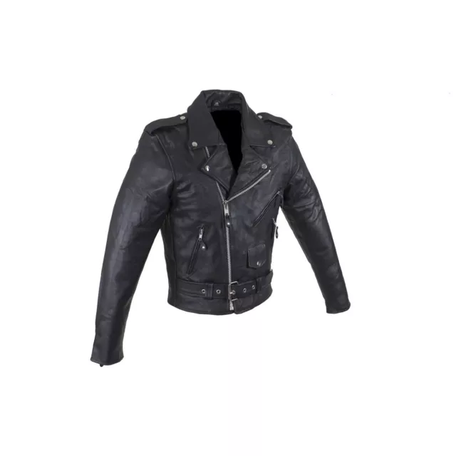New Mens Black Genuine Cowhide Leather Motorcycle Jacket Coat Biker  Liner