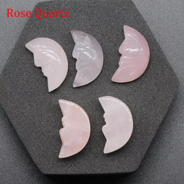 Moon Face Crystal Carved Crescent Gemstone Natural Quartz Chakra Reiki Healing