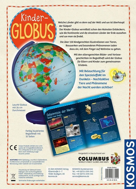 Globus KOSMOS 673024 Niños a partir de 5 años Iluminación Diámetro 26 cm Juguete