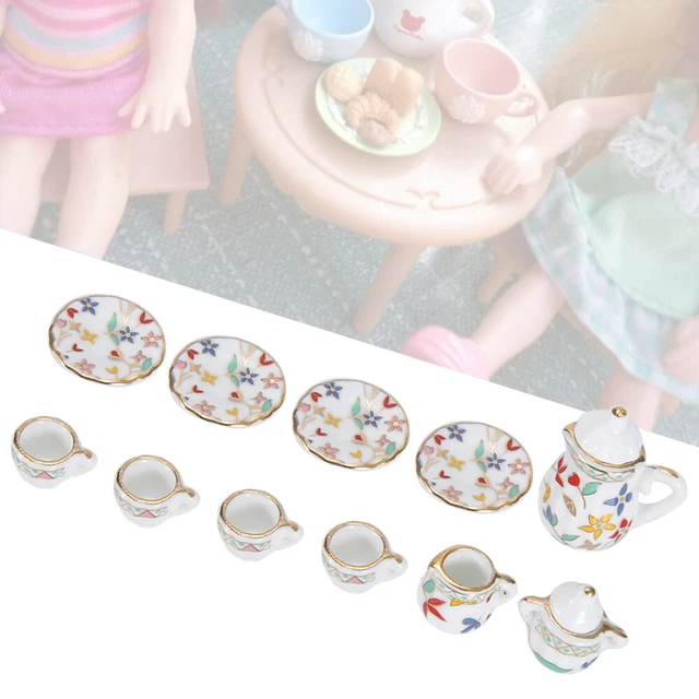 (Colorful Floral) 15Pcs Porzellan Dekoration Spielzeug Tee Set 3