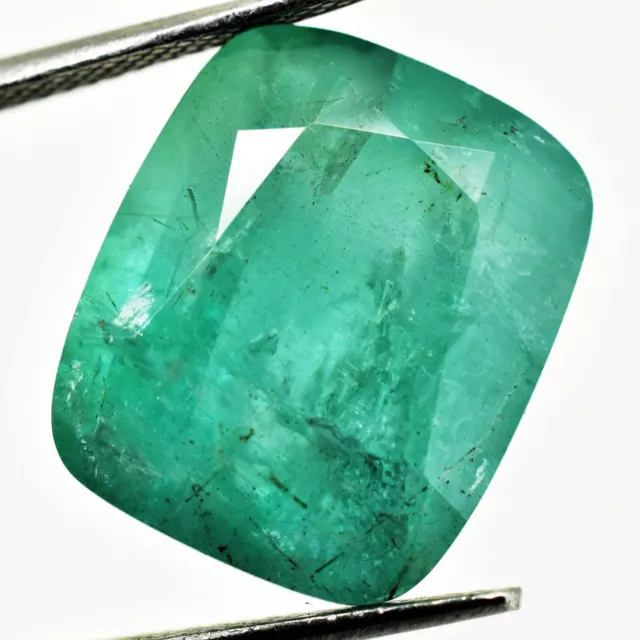 13.34 Cts Natural Green Emerald Cushion Cut GTL Certified Gemstone