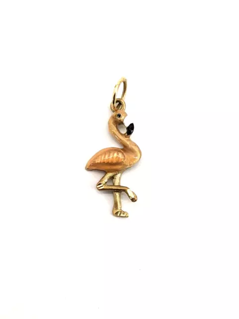 14K Yellow Gold 0.70dwt Flamingo Bird Pendant