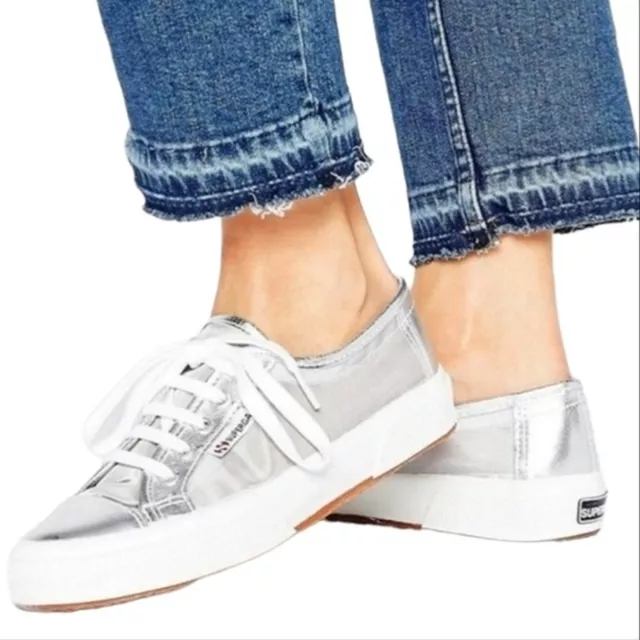SUPERGA Netu Silver White Mesh Sneakers size 38 / 7.5