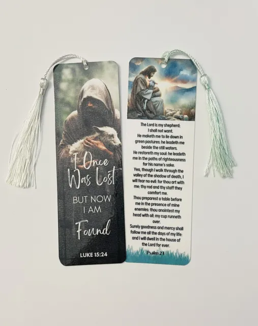 Psalm 23 Inspirational Bible Scripture 2 Bookmarks Laminated Christian Jesuslamb