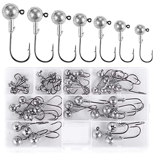 UNOLIGA 49pcs Têtes Plombées Crochets Kit de Hameçons de Pêche Brochet pour L...