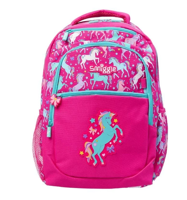 NEW GIRLS SMIGGLE Pink Deja Vu Unicorn Bag Backpack Rucksack BNWT
