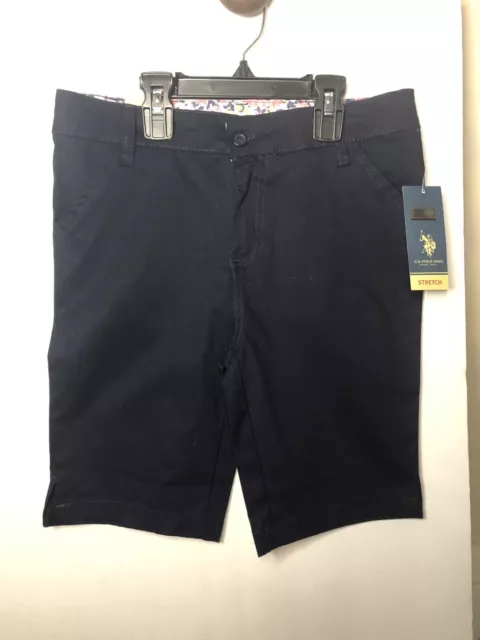 Girls School Uniform Navy Blue Bermuda Shorts Us Polo Assn Size 12 NWT