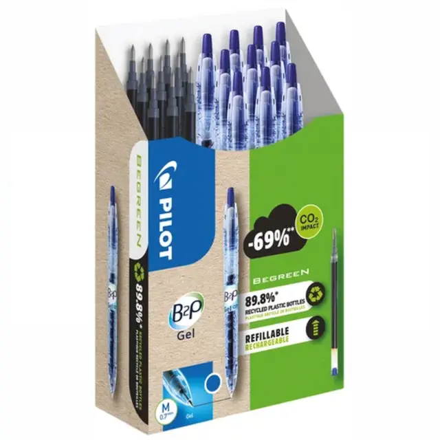 Pilot BegreeN B2P Gel Rollerball Pen Medium Pen and Refill Pack Blue