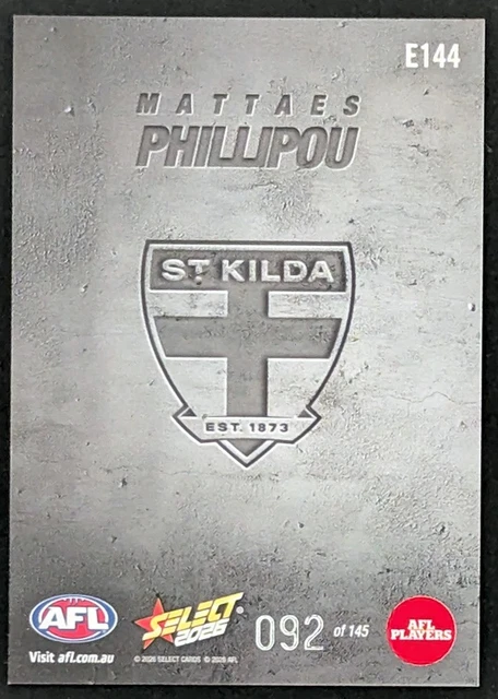 2026 SELECT AFL Footy Stars ETCHED - Mattaes Phillipou #092/145 -St ...