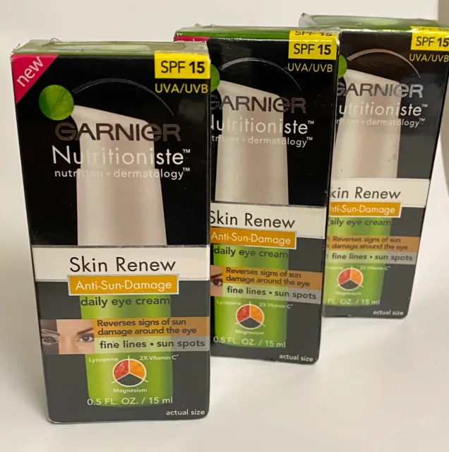 NEW (3) GARNIER Nutritioniste Skin Renew Anti-Sun Damage Daily Eye Cream