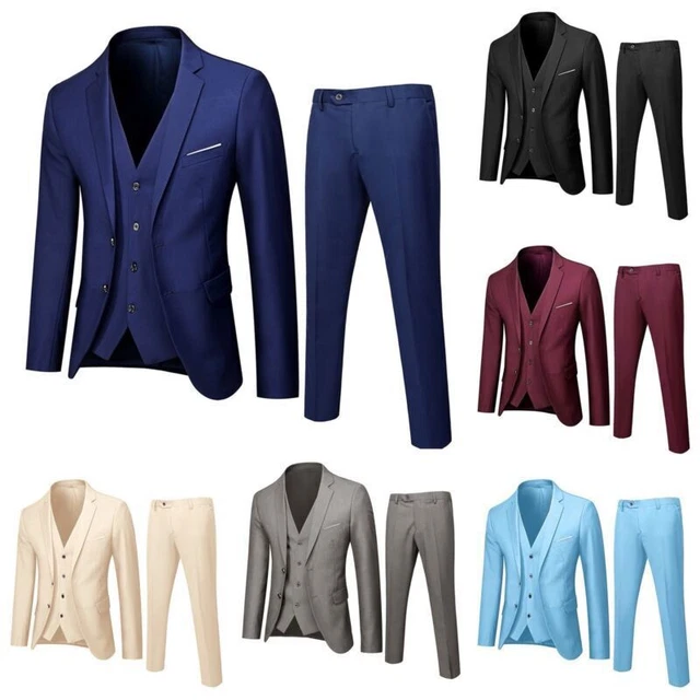 Tuta da uomo slim tuta 3 pezzi blazer business festa matrimonio gilet e pantaloni!
