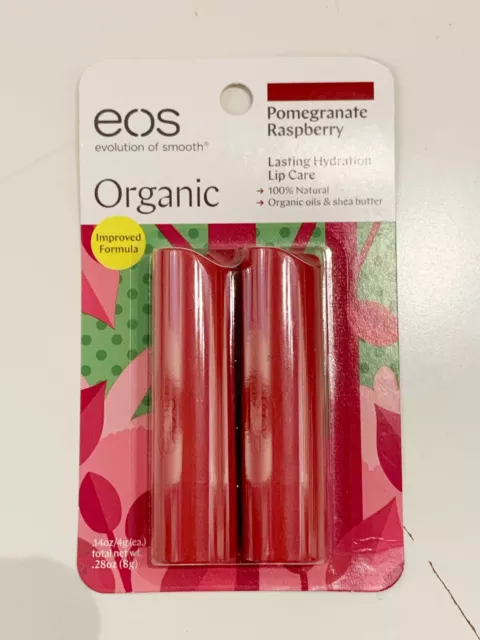 EOS Organic Lip Balm Pomegranate Raspberry 2 PACK