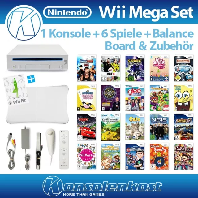 Mega-Set: Nintendo Wii Konsole mit 6 Spielen, Balance Board, Remote und Zeug