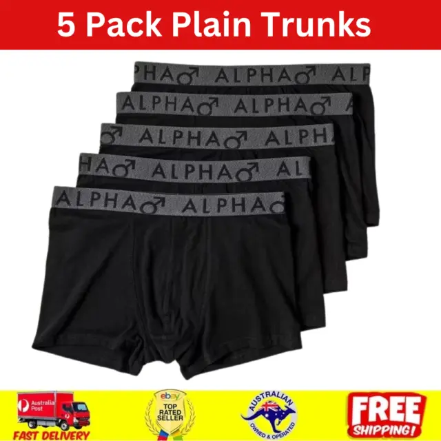 ALPHA MENS 5 Pack Plain Trunks Black XS-3XL $38.80 - PicClick AU