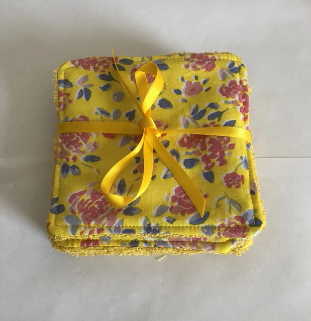 Lingettes Démaquillantes Jaunes | Lot de 6 | Lavables Réutilisables | 10x10 cm