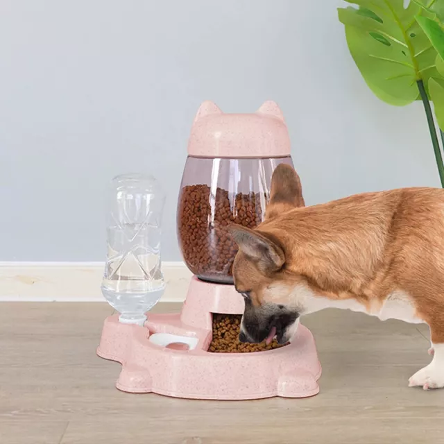 2 IN 1 Cat Water And Food Feeder Dispenser Automatic Dog Cats Drinking Bott'm'