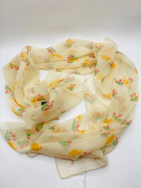 CCC Polyester Long Rectangular Boho Wrap Shawl Scarf Cream Cats 68"L x 20"W