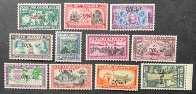 New Zealand 1940 Official set of 11 x stamps mint sg0141-0151