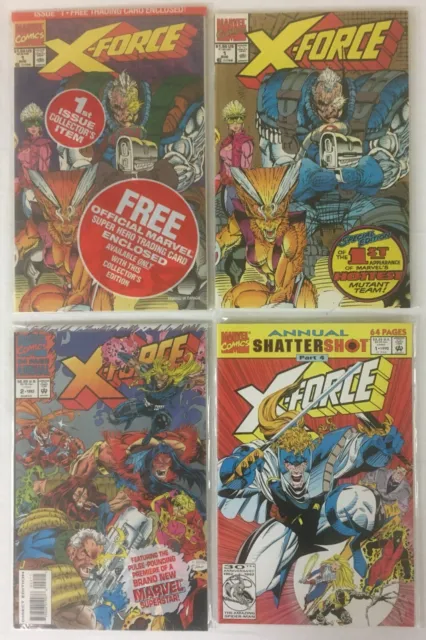 X-Force Marvel 4 Comic lot # 1 sealed, # 1 Variant +Annual # 1 and 2 VF/NM 1991
