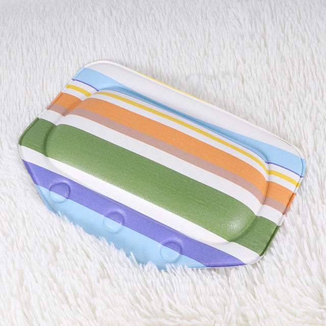 1 pz cuscino vasca da bagno in spugna PVC con strisce colorate cuscino da bagno spa per testa Shou