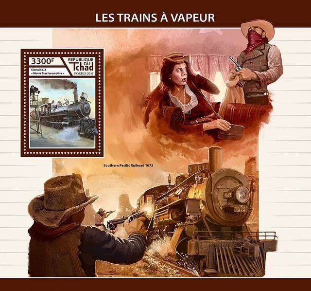 STEAM TRAINS SIERRA No.3 Movie Star Locomotive Train MNH Stamp Sheet ...