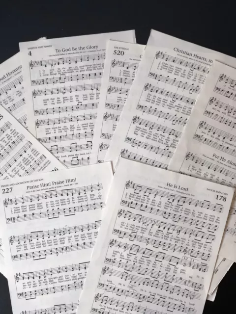 Sheet Music Pages LOT For Crafting 50 Sheets from Old Hymnal 8 x 5 1/2