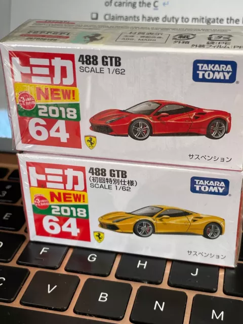 Tomica Ferrari 488 GTB Red and Yellow  set  (normal and special editon) unopened