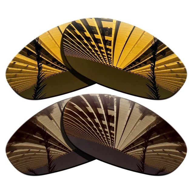 2 Pairs Polarized Replacement Lenses For-Oakley Monster Dog-Copper+Bronze Brown