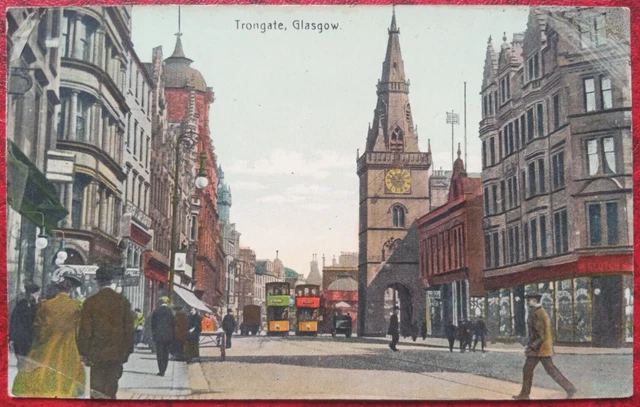 Trongate GLASGOW Scotland Old Postcard Street Scene - Trolley Car