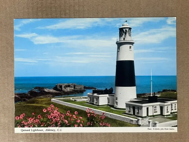 Postcard Alderney Lighthouse Guernsey C.I. Channel Islands Quesnard Point