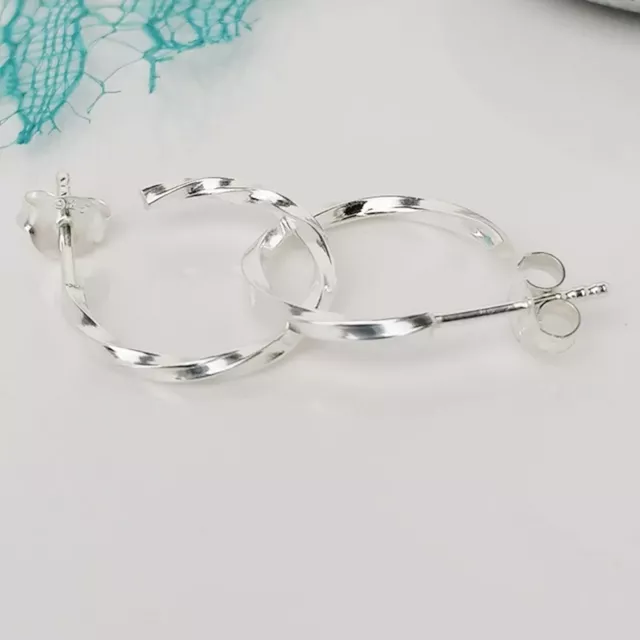 Sophisticated Twist Sterling Silver Half Hoop Earrings Stunning Style Statement