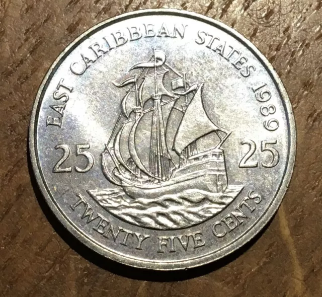 Piece De 25 Cents 1989 Caraïbes (164)