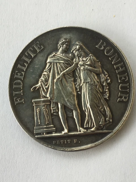 Médaille Ancienne Ou Jeton De Mariage En Argent Massif | XXème Siècle, Médailles Françaises