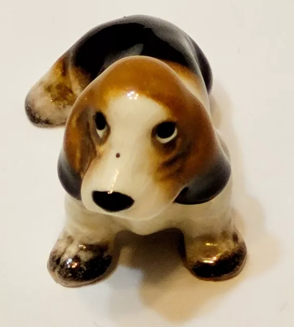 Vintage Hagen Renaker Figurine Bassett Hound Dog Sitting Collectible Miniature