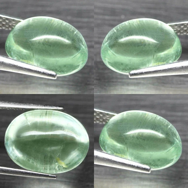 Aigue-marine Naturelle Du Brésil - Cabochon Ovale De 8,03 Carats, Vert Transparent