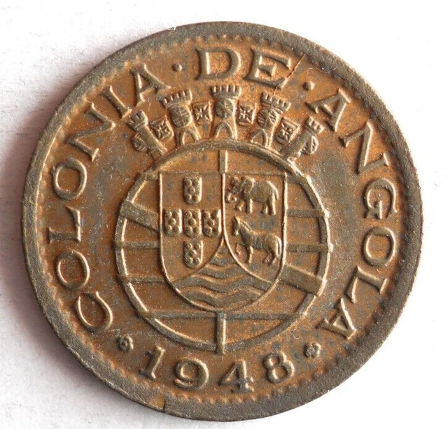 1948 ANGOLA 20 CENTAVOS - Excellent Coin - FREE SHIP - Bin #708