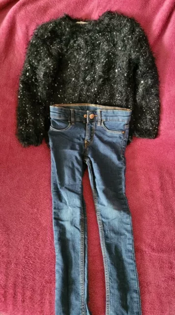 Girl Clothing Bundle 4-5 Years - School Dress - Jeans - Sequin Jumper [27]