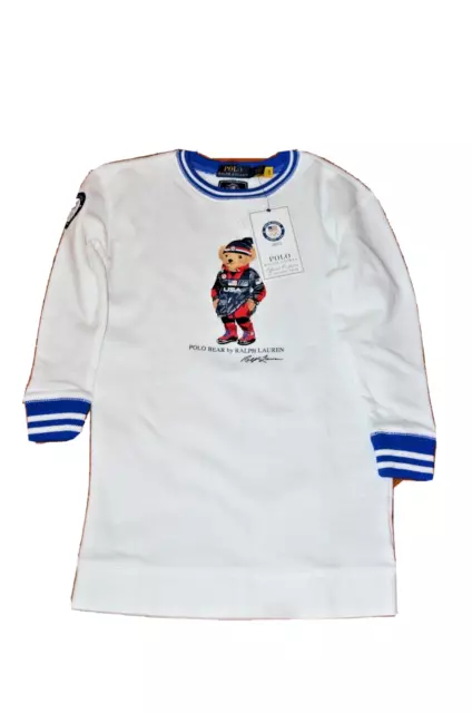POLO BEAR BY RALPH LAUREN Big Girls Team USA SZ 6X WHITE DRESS MULTI NWT $85.00
