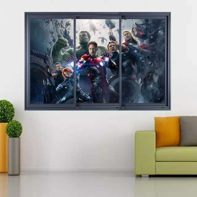 Avengers 3D Window Decal Wall Sticker Home Decor Art Marvel Super Heroes FS