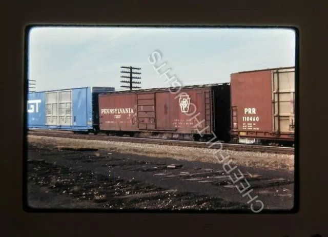 Original '70 Ektachrome Slide PRR Pennsylvania 72327 Boxcar Depot   26X13