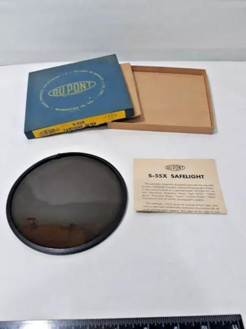 Vtg 5 1/2" Round Dupont Defender S-55X Darkroom Safelight Filter ~ Ships FREE