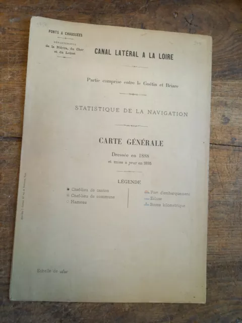 Carte générale  Canal latéral à la Loire  entre le Guétin et Briare 1888