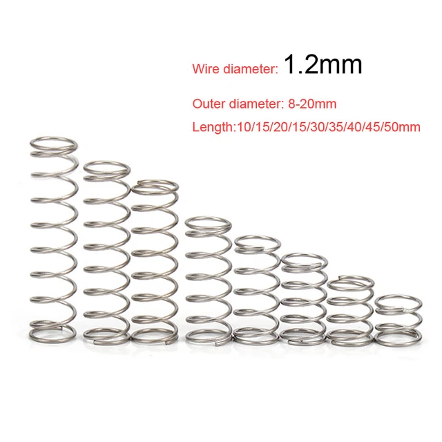 304 Stainless Steel Compression Pressed Spring 1.2mm Various Sizes 8~20mm Dia.