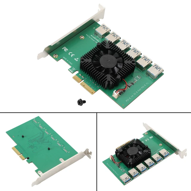 20Gb Riser Card Adapter PCIE 1 to 6 PCI Express X4 to 6 Port USB3.0 For Mining##