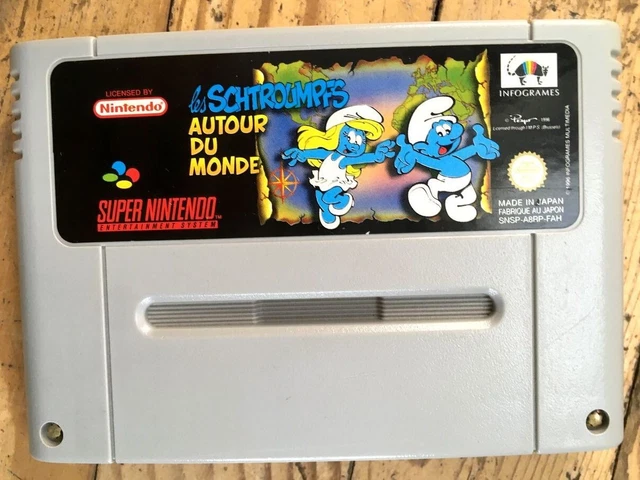Cartouche Les Schtroumpfs Autour Du Monde 100% Legit Super Nintendo Snes Pal Fah