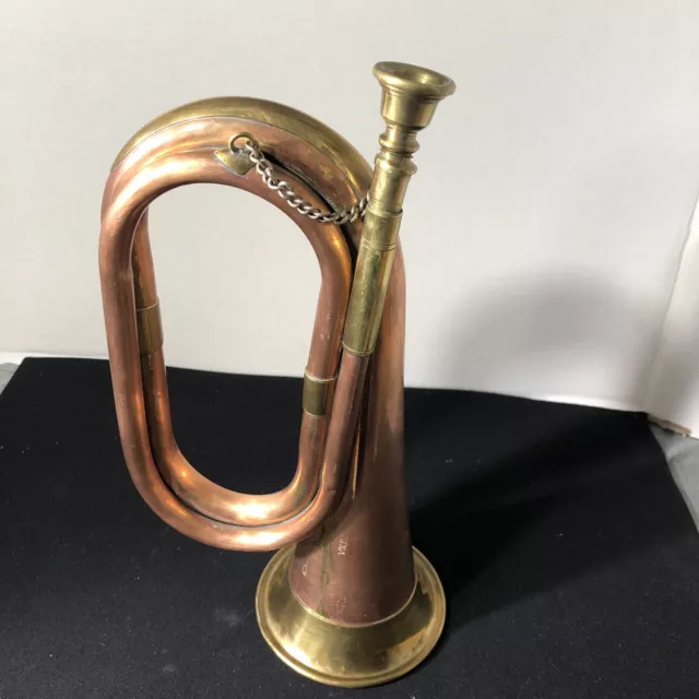 Vintage Copper & Brass Milatary Style Bugle Horn With Mouthpiece-Made In India