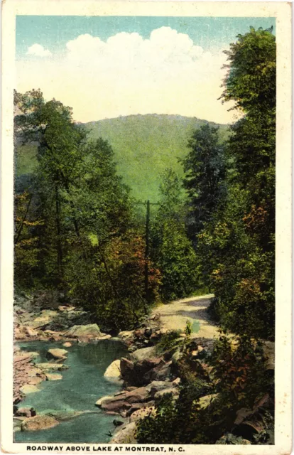 ROADWAY ABOVE LAKE at Montreat NC White Border Unposted Postcard 1920 ...